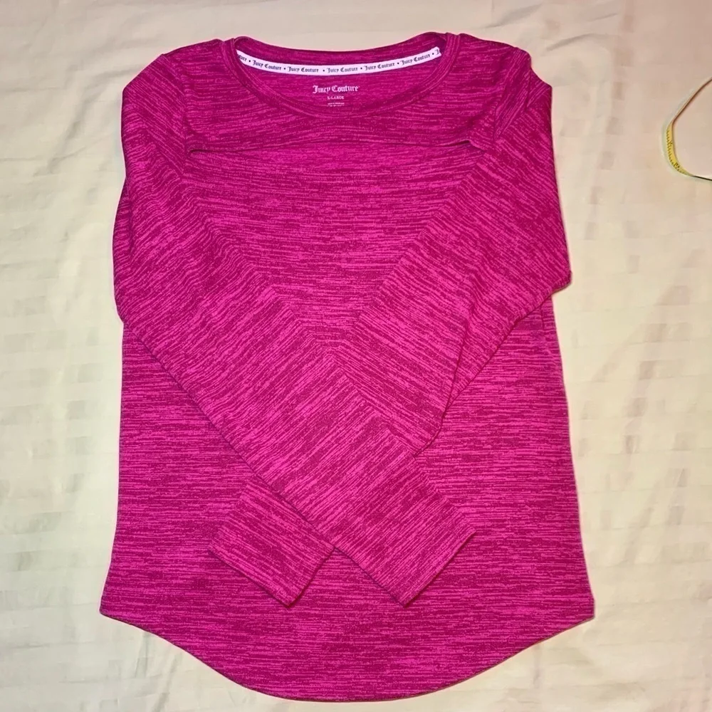 👀 Juicy Couture Fuscia Pink Top With Thumbholes, Pre-Owned, XL/16-18 🦋 - Picture 5 of 11